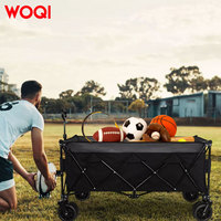 Chariot pliable WOQI, chariot de plage robuste à 4 roues, chariot utilitaire pour courses, camping, jardin et sports