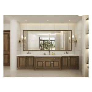 Ensemble de meubles de salle de bain autoportants modernes européens en bois avec lavabo - Product Image 4