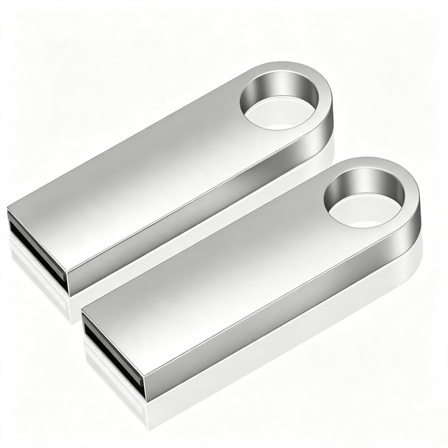 Lightweight Rustproof Silver Metal Customizable Laser Marking USB Flash Drive with Lanyard Hole for Promotional Gifts Wholesale