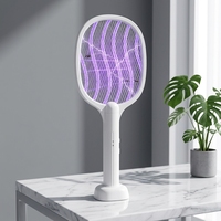 Lampe anti-moustiques automatique à lumière UV sûre et non toxique, raquette électrique anti-moustiques 2-en-1 pour usage domestique quotidien