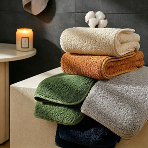 Ensemble de serviettes en coton longues fibres 100% coton 38x38cm 38x74cm 70x140cm Couleur unie Serviettes de bain pour la maison Douces pour la peau Durables - Product Image 1