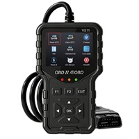 Escáner de Diagnóstico de Automóviles OBD2 (Rojo y Negro 12V) para Leer y Eliminar Códigos de Error del Motor y Pruebas de Vehículos