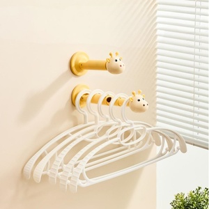 Giraffe Wall Mounted Retractable Hanger <b>Storage</b> Rack Balcony <b>Clothes</b> Organizer Artifact Design Bathroom Coat Rack Hook Wall - Product Image 1