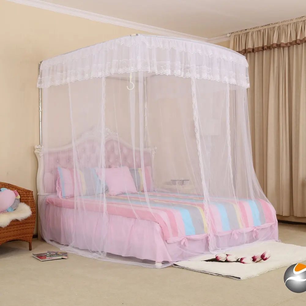 長方形の宮殿ロマンチックなベッドキャノピーレースプリンセスキングサイズ蚊帳