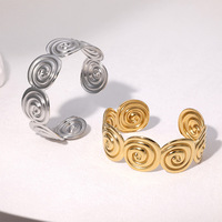 Bracelet manchette ouvert en acier inoxydable plaqué or 18 carats pour femme – Bijou vintage en acier titane inaltérable, style européen, très prisé