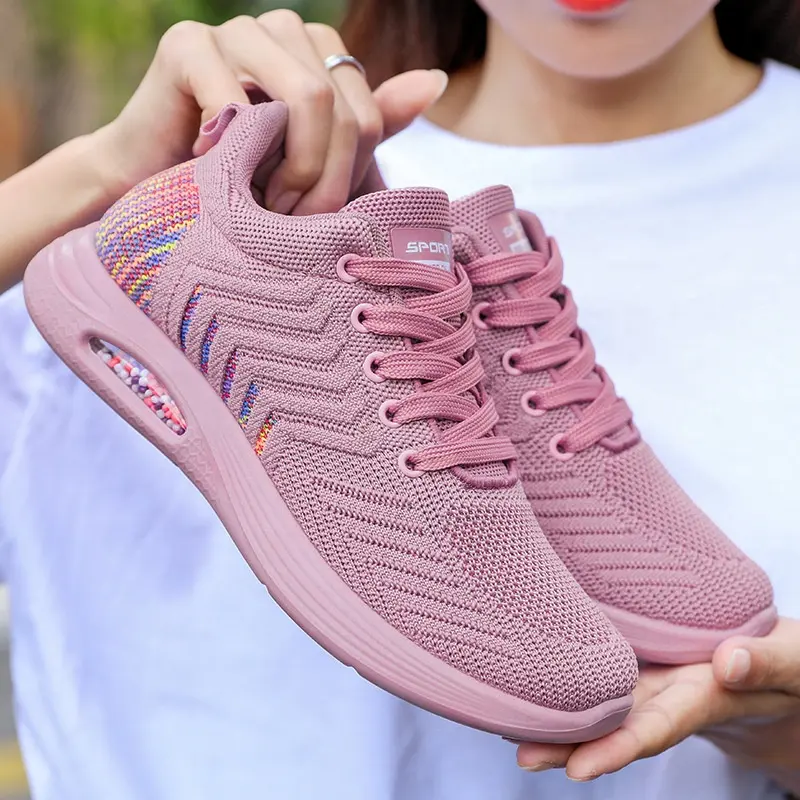 Dames Luchtkussen Sneakers Chaussures Femme Tendance Mode Trend Schoenen Vliegen Wandelen Weven Zachte Zolen Voor Vrouwen