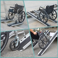Kunden spezifische Teleskop-Rollstuhl rampen 7ft verstellbare Rollstuhl rampe 7,4 "breite rutsch feste Aluminium rampe für Heim treppen