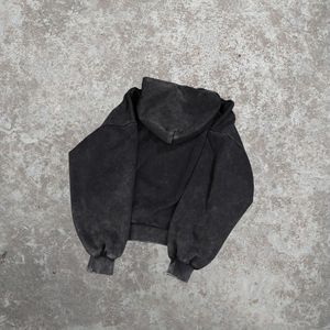 Custom Vintage French Terry de gran tamaño 100% algodón de peso pesado sudaderas con capucha de los hombres Sun Faded 500 Gsm en blanco lavado con ácido Sudadera con capucha desgastada - Product Image 3