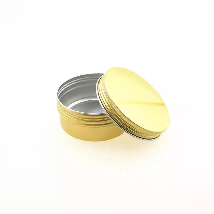 Kaleng Timah Perak Emas Timah Logam Aluminium dengan Tutup Sekrup Bentuk Bulat Timah