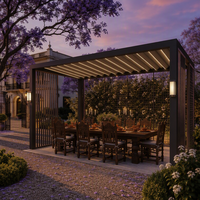 Pergola en aluminium à toit à lamelles motorisées, imperméable, gazebo électrique avec structure thermolaquée pour balcon, jardin extérieur
