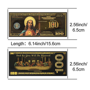 Banconota Bifacciale in Foglia d'Oro di <span class=keywords><strong>Gesù</strong></span> <span class=keywords><strong>Cristo</strong></span>, 100 USD, Oggetto da Collezione, Regalo Religioso, Decorazione Sacra Cristiana - Product Image 4