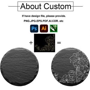 Wholesale Non-Slip Cup <b>Mat</b> Slate Coasters with Engraving Logo Drink Coasters Stone Slate Coasters Custom Logo <b>Round</b> Blank Gift B - Product Image 2