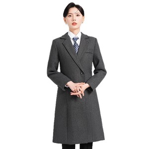 Men Wool Overcoat Mid Length Double Breasted Winter Coat Professional Work Uniform For Office Front Desk - Product Image 5