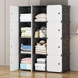 Wholesale 12 Cubes Diy <b>Cheap</b> Portable Armoire <b>Wardrobe</b> Cabinet Plastic Bedroom <b>Wardrobe</b> Furniture With Shoe Rack - Product Image 1