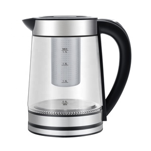 Electrodomésticos, Hervidor de Agua de Vidrio de 1.7L con Filtro para Té, 1800W, Control de Temperatura, Inalámbrico, Uso en Hoteles, Luz Indicadora Azul - Product Image 1