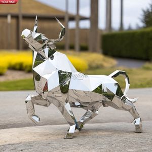 Hotel Dekoration Moderne große Spiegel polierte Edelstahl geometrische Pinguin Skulptur - Product Image 3