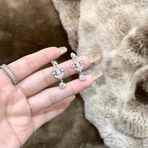 S925 Pure <b>Silver</b> Fine Jewelry <b>Sets</b> Full Diamond Wealthy Iris Pendant <b>Necklace</b> with <b>Earrings</b> Luxurious <b>and</b> Elegant - Product Image 3