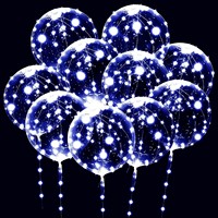 Ballons LED Bobo transparents avec guirlande lumineuse pour fêtes, anniversaires, mariages, Quinceañera – Blanc froid