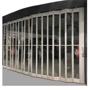 Shopfront Clear PVC Folding Door Polycarbonate Sliding Gate Commercial Cheap Crystal Plastic Aluminum Shutter Accordion Doors