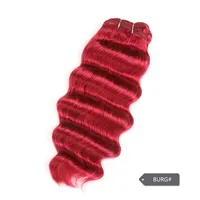 Extension de cheveux humains Remy brésiliens Deep Wave, double trame, 100g, Nature Deal, 1 pièce, couleur Bourgogne