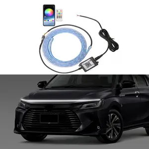 Farol de capô dinâmico flexível à prova d'água, controle por aplicativo RGB, faixa de luz ambiente para carro, luz LED para capô de carro