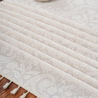 Nappe en polyester gaufré de style américain, imprimé floral, pour table à manger, housse de table décorative anti-poussière, nappe de table basse