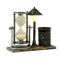 Porte-stylo créatif 3D en plastique style antique avec sable mouvant, cadeau d'affaires, veilleuse blanche circulaire à changement de couleur