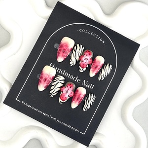 Ongles press-on 100% faits à la main, fleurs 3D, couleur blush, ongles artificiels de taille moyenne, 10 pièces/boîte, ongles en acrylique de haute qualité, vente en gros - Product Image 3