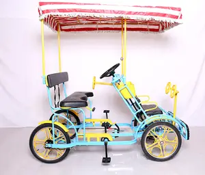 חדש סיור סארי אופני ארבעה גלגלי טנדם אופניים להשכרה/משפחה להשתמש אופניים/שלוש ספסל