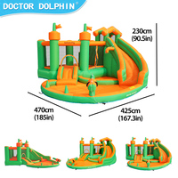 AirMyFun 420D+840D Château gonflable personnalisable en tissu Oxford avec toboggan pour enfants, capacité 3 personnes, installation facile, amusant