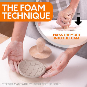 Secolorart Art Interchangeable Handle Create Bowls and <strong>Plates</strong> Wooden Pottery <strong>Clay</strong> Molds - Product Image 4