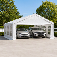 Abri de voiture 6x6m (20x20 pieds) en métal, garage robuste avec structure en acier galvanisé pour stationnement et stockage de plusieurs véhicules