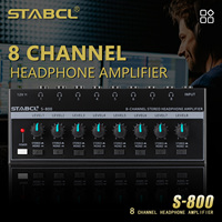 Taşınabilir Metal S-800 8 Kanallı Stereo Güç Amplifikatörü, Ev/DJ Kullanımı için 8 Çıkışlı Kulaklık ve Kulaküstü Kulaklık Bölücü