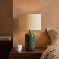 Nouvelle arrivée, lampe de table de luxe de style nordique avec base en marbre et abat-jour en tissu, lampe de chevet pour chambre d'hôtel, lampe de lecture