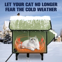 Maison isolée et surélevée pour chats avec porte d'évacuation 100% Abri étanche pour chats avec coussin chauffant Maison pour chats chauffée pour l'extérieur