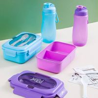 Ensemble de boîte à lunch et bouteille d'eau en PP de qualité alimentaire de luxe avec couvercle anti-fuite, compatible micro-ondes, sans BPA, grande capacité pour les étudiants