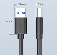 Kabel USB3.0 A-Male ke A-Male Kecepatan Tinggi, Kabel Transfer Data SuperSpeed 5Gbps dengan Konektor Berlapis Emas