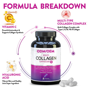 Capsule <span class=keywords><strong>di</strong></span> <span class=keywords><strong>Collagene</strong></span> Multiplo OEM con Etichetta Privata, Peptidi Marini, Acido Ialuronico, Vitamina C, 180 Capsule, <span class=keywords><strong>Integratori</strong></span> <span class=keywords><strong>di</strong></span> <span class=keywords><strong>Collagene</strong></span> per lo Sbiancamento - Product Image 3