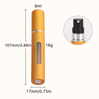 Atomiseur de parfum en aluminium de 8 ml personnalisé en usine, portable, réutilisable, mini flacons de parfum rechargeables, vaporisateur de parfum de voyage