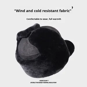 قبعة طيار شتوية دافئة للرجال في منتصف العمر قبعة من جلد الغزال السميك للرجال في الشمال الشرقي مقاومة للبرد - Product Image 3