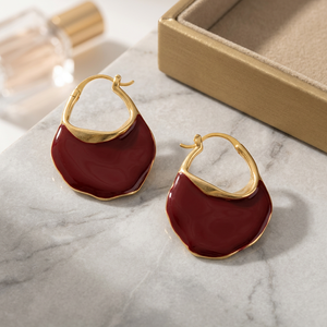 Boucles d'oreilles créoles tendance pour femmes en alliage de zinc, finition dorée, design géométrique 192783 - Product Image 2