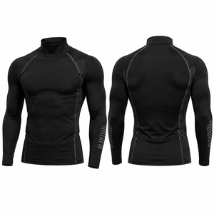 Maillot de compression de football à col roulé, manches longues, anti-humidité, extensible dans les 4 sens, en maille, couche de base, soutien musculaire, haut d'entraînement - Product Image 3