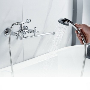 Ensemble de douche mural classique en laiton avec pommeau de douche pluie, bec de 30 cm et cartouche céramique pour baignoire et salle de bain - Product Image 3