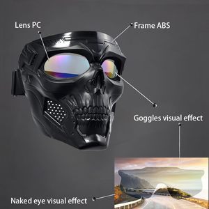 Masque intégral en forme de crâne pour moto, randonnée, cyclisme, lunettes de protection contre le vent, protection UV400 pour les sports, les voyages en plein air, la pêche - Product Image 3