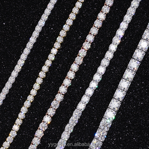 Chaîne tennis sertie de griffes, collier/bracelet tendance, diamant moissanite VVS, plaqué or, argent sterling 925, certificat GRA, cadeau - Product Image 2