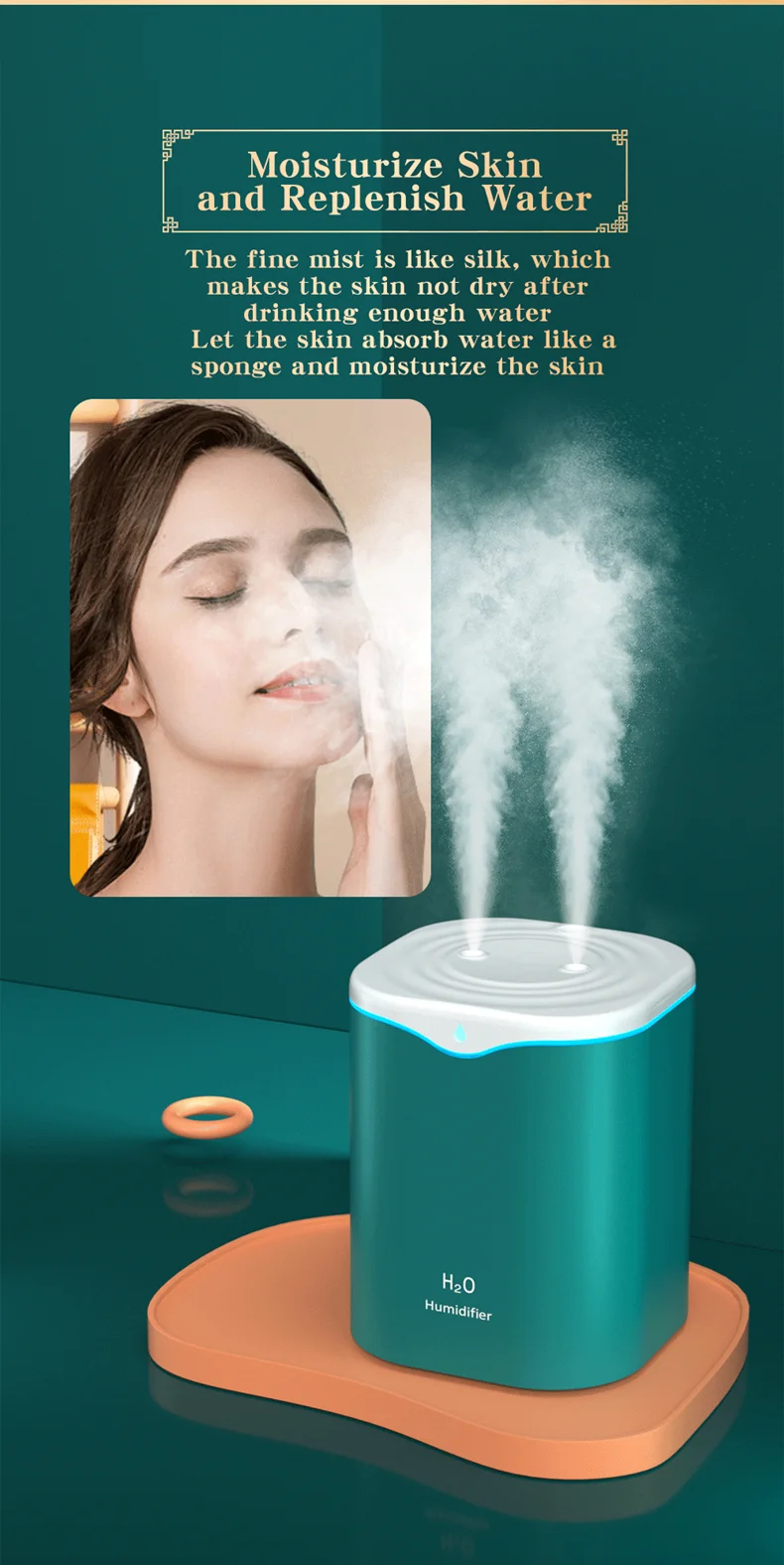 OEM double nozzle 2000ml big USB Air Freshener Humidifier Fragrance Cool_mist_humidifier And Diffuser with 7  color light
