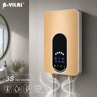 Chauffe-eau électrique instantané B-YILAI couleur or champagne brossé 8800W, vertical, sans réservoir, douche intelligente pour salle de bain de luxe