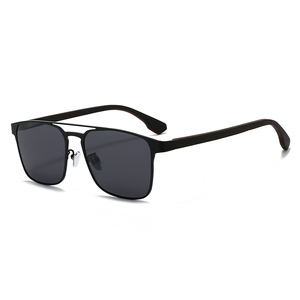 Wholesale TAC Polarized Fashion <b>Sunglasses</b> <b>Square</b> Stainless Frame Wooded Temple UV400 - Product Image 5