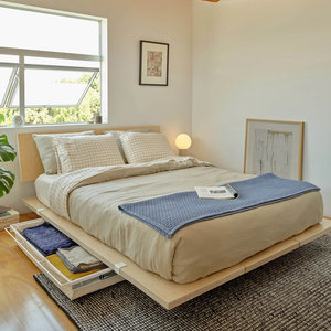 Cadre de <span class=keywords><strong>lit</strong></span> mural modulaire moderne CenturyArt Evolve Panel avec placage en bois naturel et supports en acier finis, respectueux de l'environnement - Product Image 1