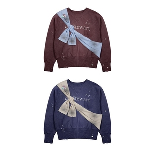 Paint Splatter Vintage <b>Washed</b> <b>Men</b> Crew Neck Sweatshirt Distressed Detachable Shirt Tie Custom <b>Men</b> Brand Sweatshirt Manufacture - Product Image 2